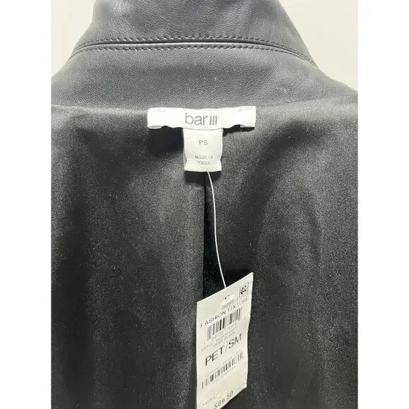 Bar III Faux Leather Moto Jacket Black Petite Small PS NWT - Picture 11 of 16